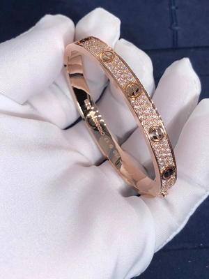 Fine Jewelry Car tier Love Bracelet Diamond Paved White / Rose / Yellow 18K Gold Bracelet