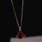 Women Carnelian Necklace In 18K Rose Gold Pendant Set With One Diamond