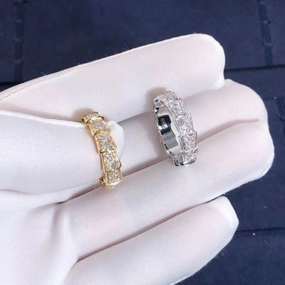 গুণ  Factory Make BVLGARI Serpenti Viper Ring 18k Gold And Real Diamonds Rose Gold কারখানা